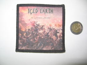 Iced Earth ofsetová nášivka po krajoch obšívaná  cca. 9x9cm